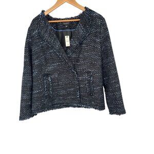 Talbots Vienna Blazer Womens Black Blue Metallic Tweed Jacket size 12 new $179